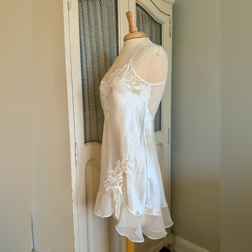 Vintage Oscar de la Renta Pink Label White Bridal Lace Fairy Nighty Chemise - Picture 7 of 11